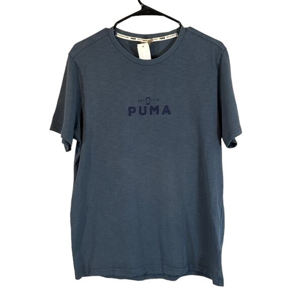 Puma Blue Short Sleeve Cotton Blend Casual Basic T-Shirt Men Sz M - Picture 1 of 9